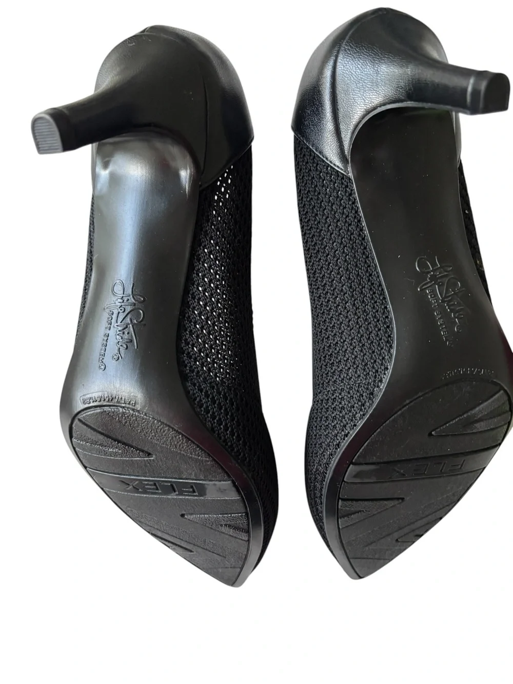 LifeStrideWomen's Black Pointed-Toe Mid Heel Mesh Pumps 6 1/2 W
